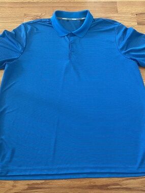 Adidas Polo Golf Shirt Men’s Blue Striped Sz 2XL